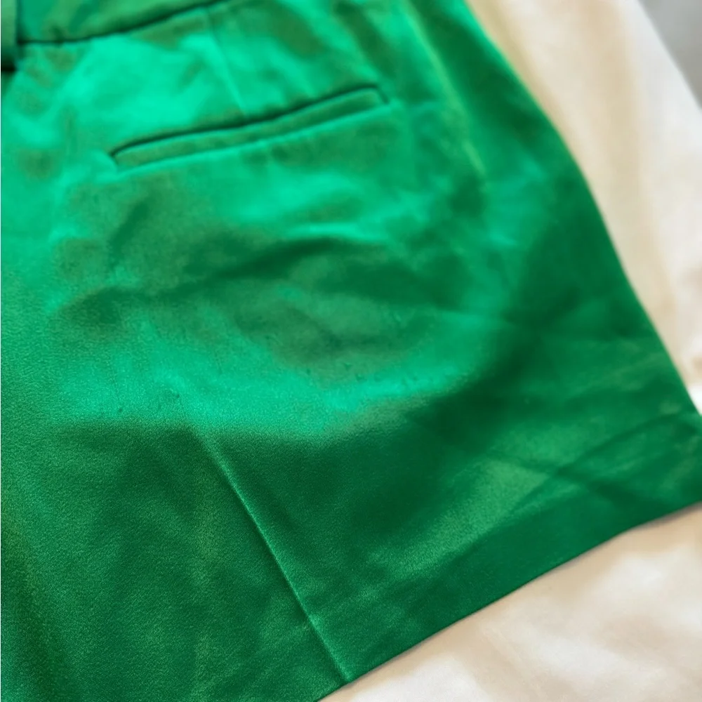 Alice + Olivia Emerald Green High-Waist Tailored Shorts